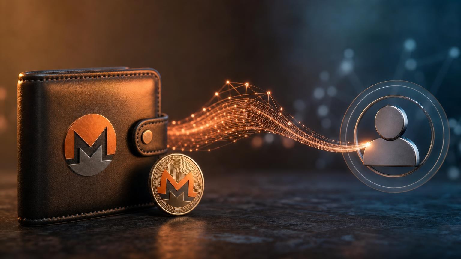 A Monero wallet transfer screen beside a carefully checked XMR deposit address, amount, and exchange order details